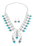 Navajo Turquoise Sterling Silver Squash Blossom Necklace Set JX130941